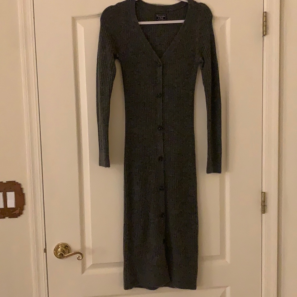 Abercrombie and Fitch Charcoal Grey Button Down Sweater Dress